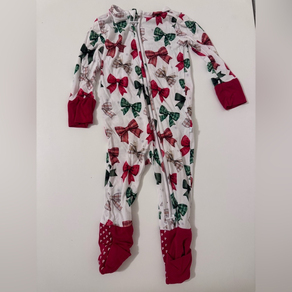 Posh Peanut One Piece Footie with Bow Print